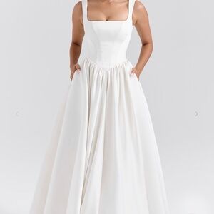 Elegant White Sleeveless Gown House Of CB Inspired Bridal Shower Midi Dress